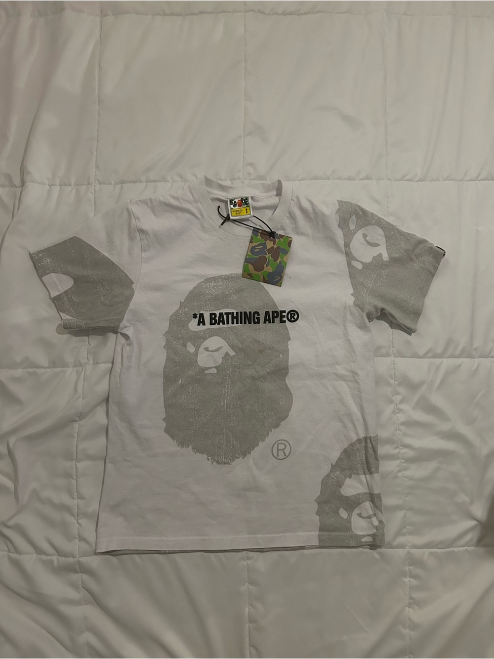 White Graphic Ape Head Logo Tee